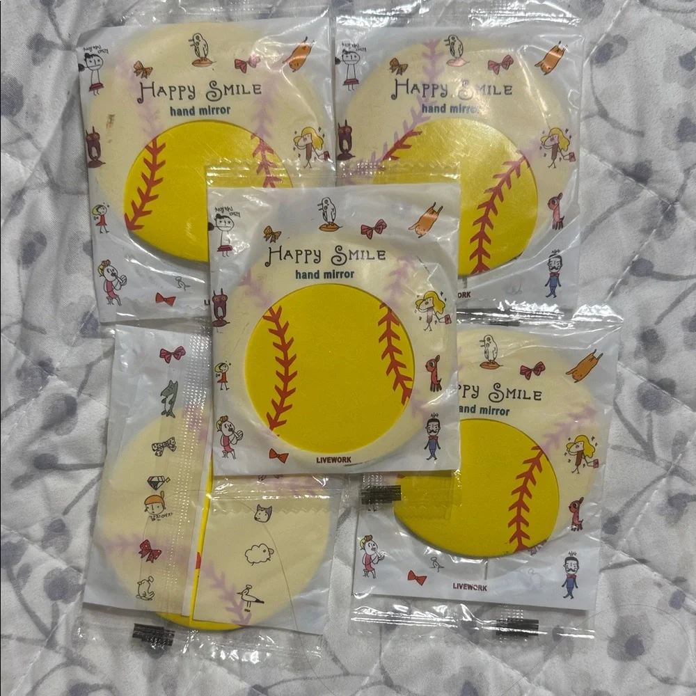 Softball Hand Mirrors - Yellow set/5